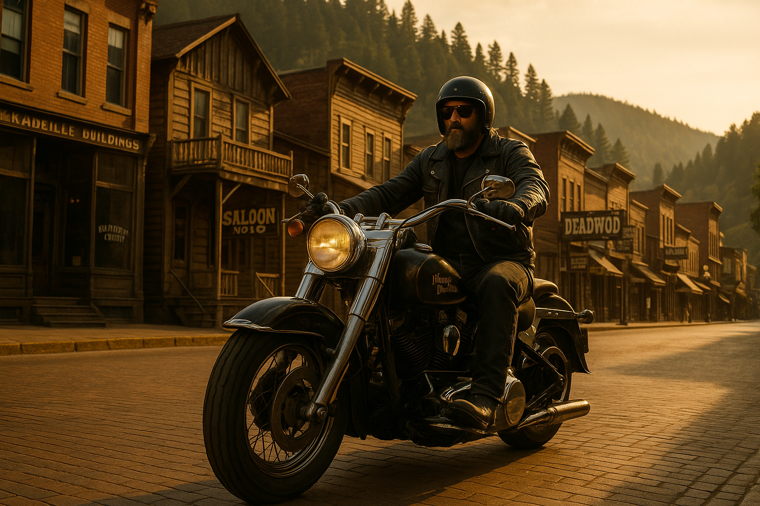 Harley rider in dead wood sd